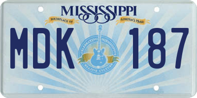 MS license plate MDK187