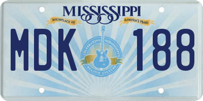 MS license plate MDK188