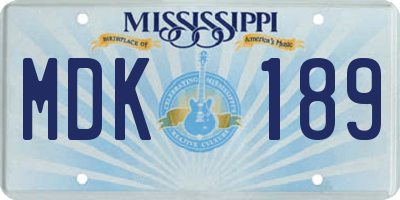 MS license plate MDK189