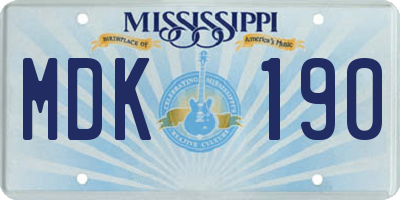MS license plate MDK190