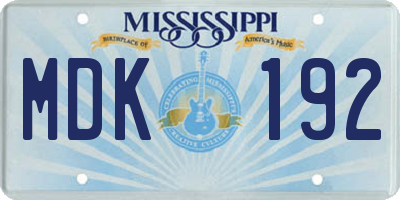 MS license plate MDK192