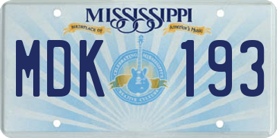 MS license plate MDK193