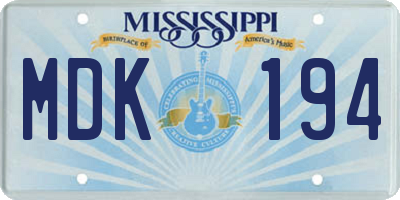 MS license plate MDK194