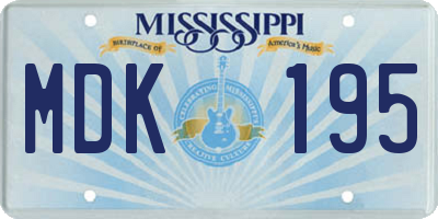 MS license plate MDK195