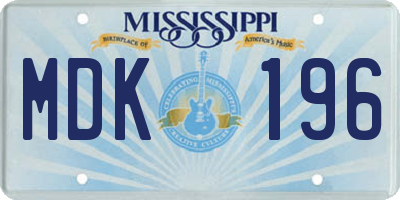 MS license plate MDK196