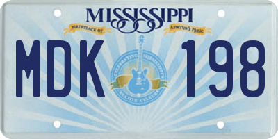 MS license plate MDK198