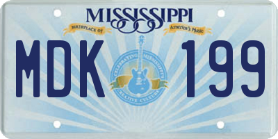 MS license plate MDK199