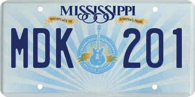 MS license plate MDK201