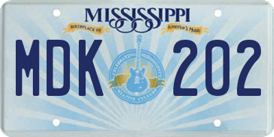 MS license plate MDK202