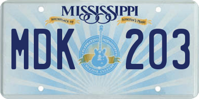 MS license plate MDK203