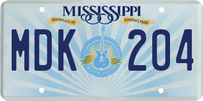 MS license plate MDK204