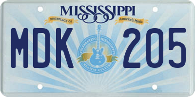 MS license plate MDK205