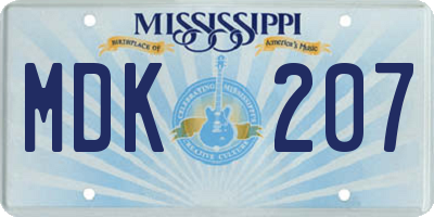 MS license plate MDK207
