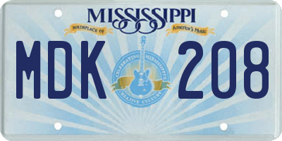 MS license plate MDK208