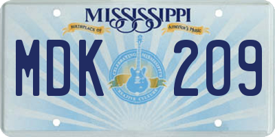 MS license plate MDK209