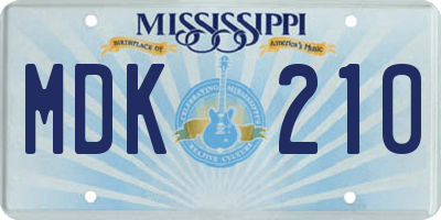 MS license plate MDK210
