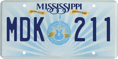 MS license plate MDK211