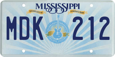 MS license plate MDK212