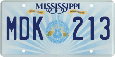 MS license plate MDK213