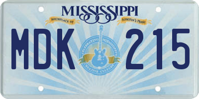 MS license plate MDK215