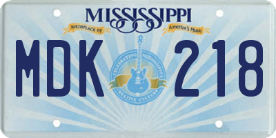 MS license plate MDK218