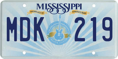 MS license plate MDK219