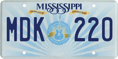 MS license plate MDK220