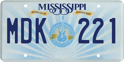 MS license plate MDK221