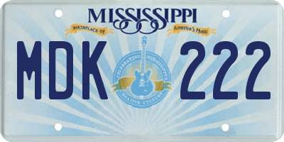MS license plate MDK222