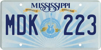 MS license plate MDK223