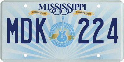 MS license plate MDK224