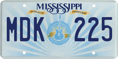 MS license plate MDK225