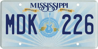 MS license plate MDK226