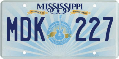 MS license plate MDK227