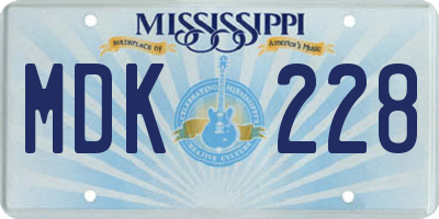 MS license plate MDK228