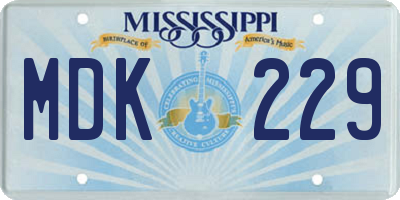 MS license plate MDK229