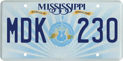 MS license plate MDK230