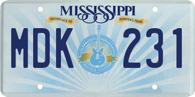 MS license plate MDK231