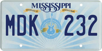 MS license plate MDK232