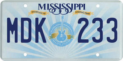 MS license plate MDK233