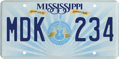 MS license plate MDK234