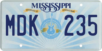 MS license plate MDK235