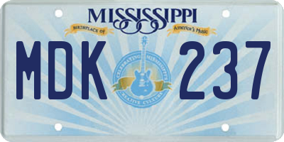 MS license plate MDK237