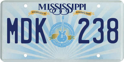 MS license plate MDK238