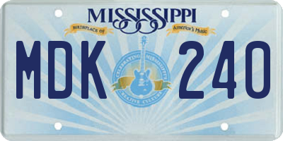 MS license plate MDK240