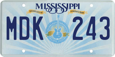 MS license plate MDK243