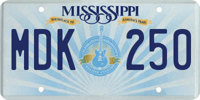 MS license plate MDK250