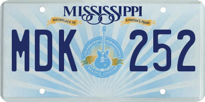 MS license plate MDK252