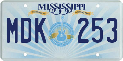 MS license plate MDK253