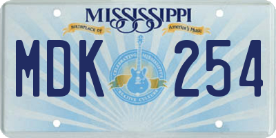 MS license plate MDK254